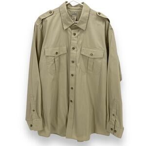 L.L. Bean Safari Shirt, Men's, Long Sleeve, Button-Down Shirt, Khaki, Size XL